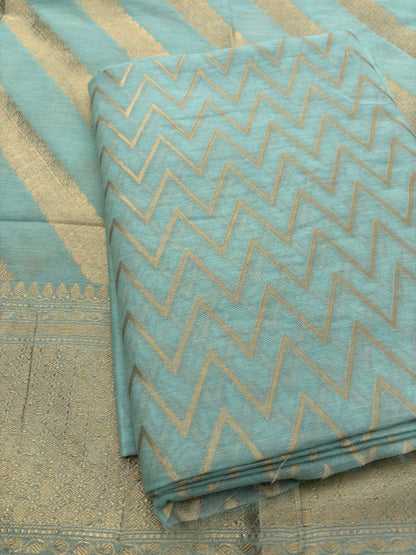 Turq Chanderi cotton 3 piece suit set