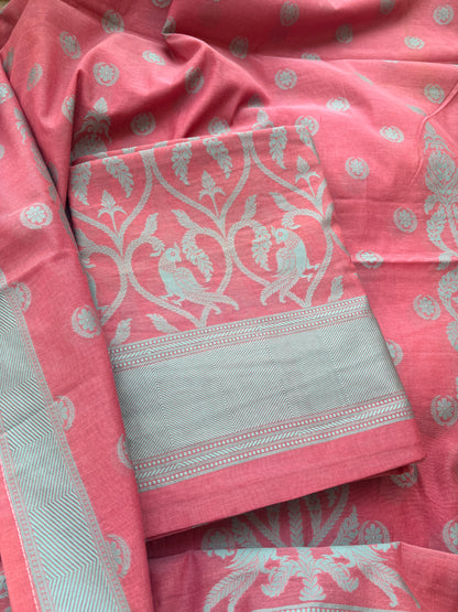 Peach Resham weaving Chanderi suit set