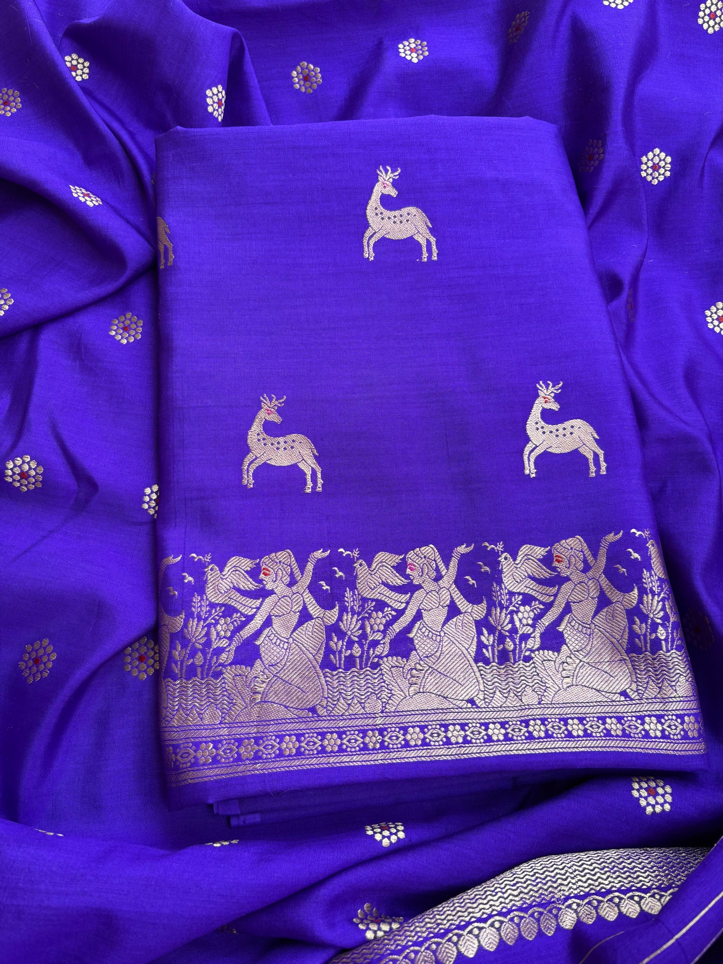 Purple Chiniya silk 3 piece suit set