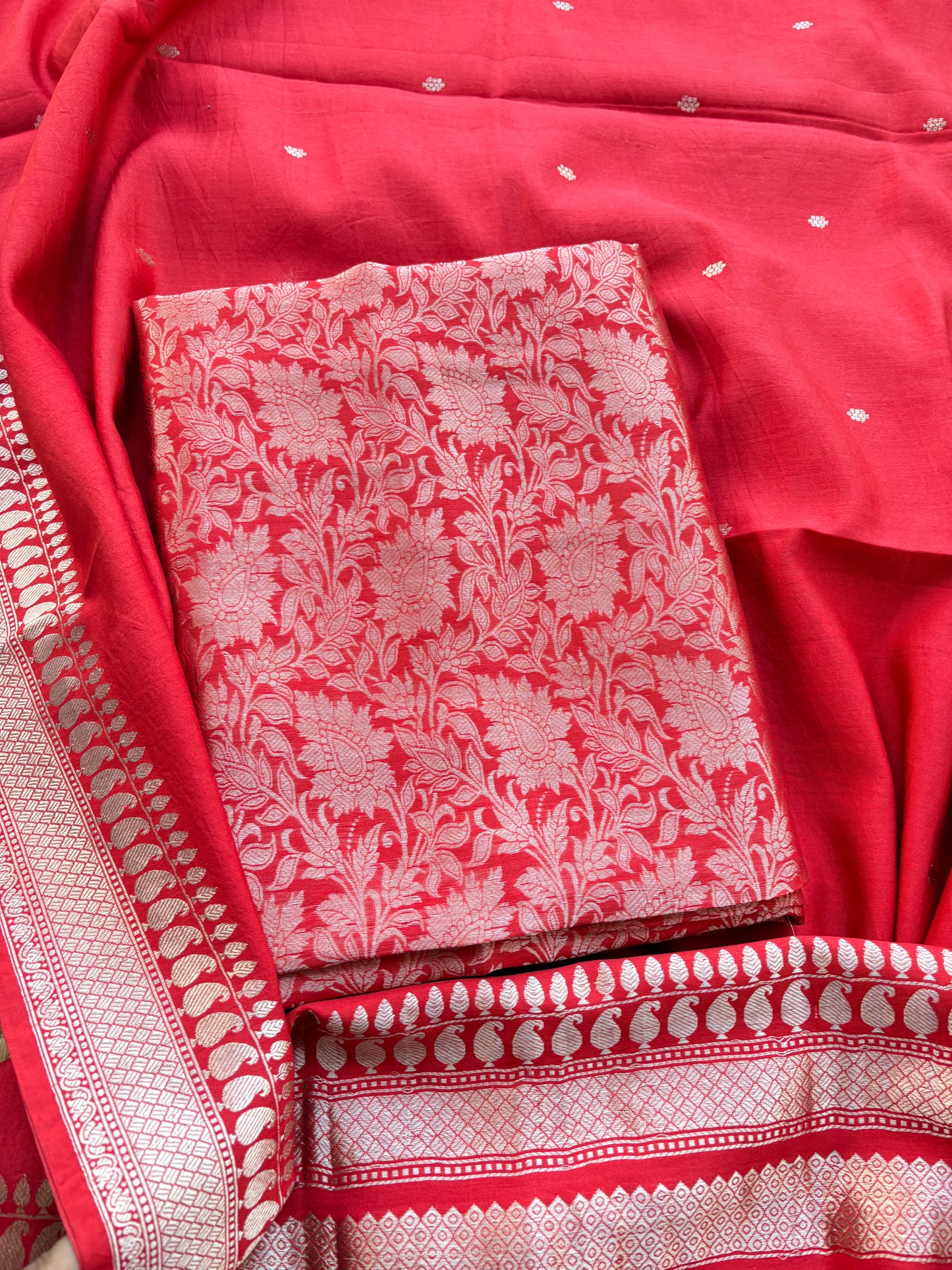 Red mango silk pure silk suit set