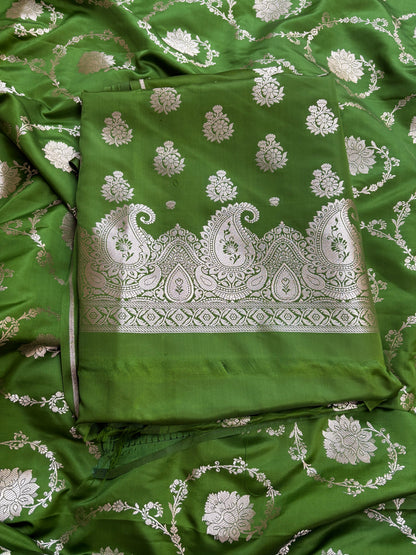 Green mashru silk 3 piece suit set