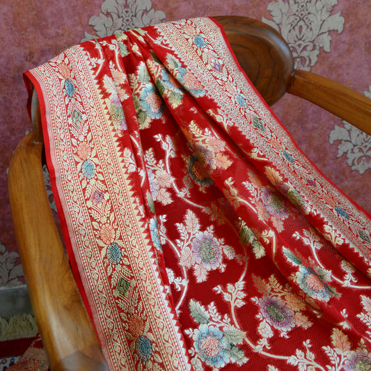Red Khaddi georgette dupatta