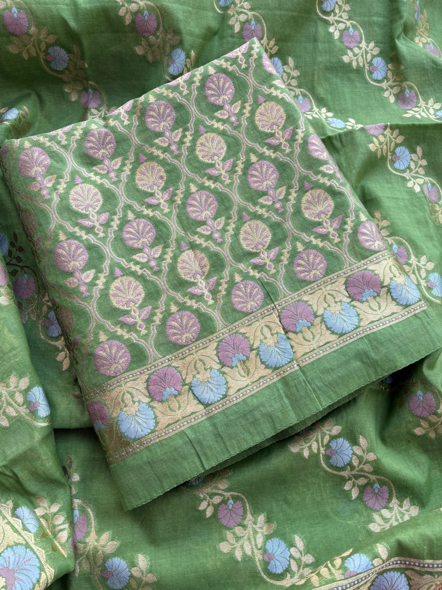 Green meenadar Chanderi suit  set