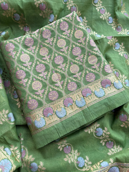 Green meenadar Chanderi suit  set