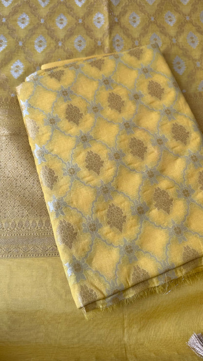 Yellow Chanderi cotton 3 pieces suit