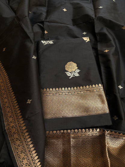Black katan by katan silk kadhwa suit set