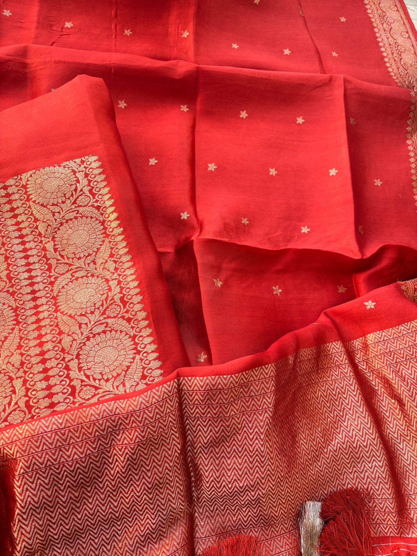 Orange rust raw mango neck design suit set