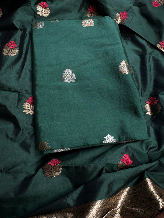 Green Chiniya katan suit set