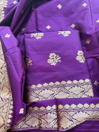 Purple katan by katan silk meenadar suit set