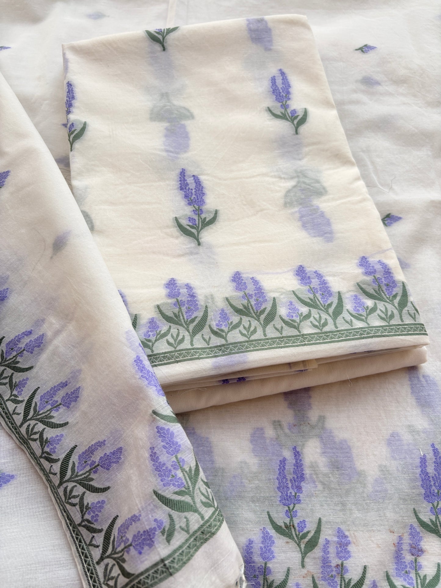 White base Chanderi weaving suit set