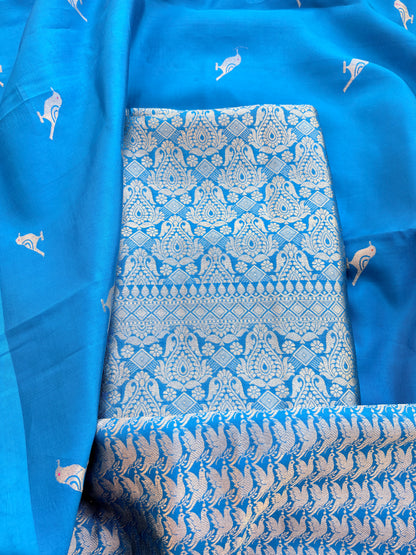Blue mango silk brocade suit set