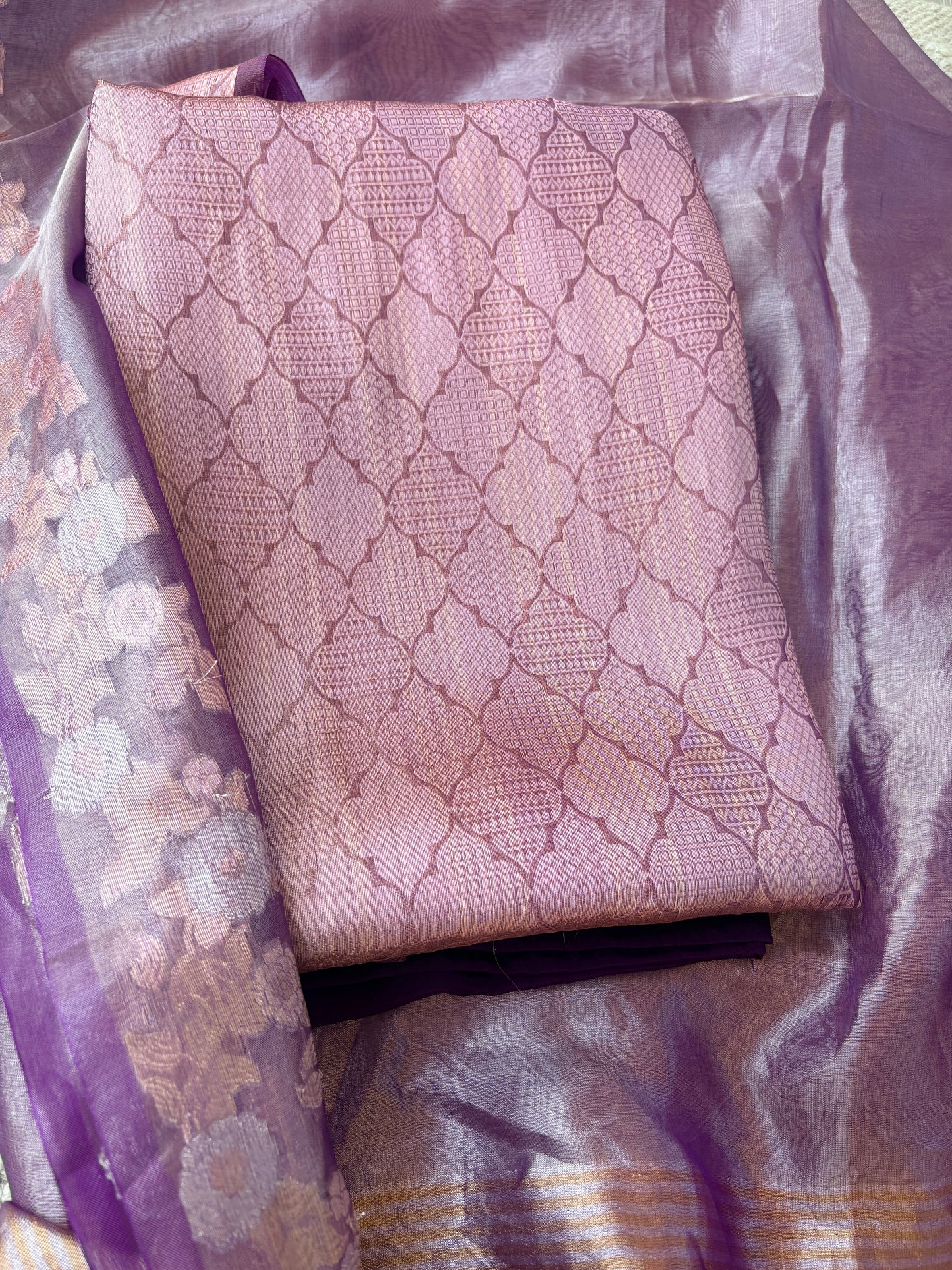 Purple tissue brocade suit set