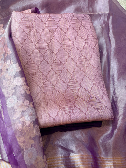 Purple tissue brocade suit set