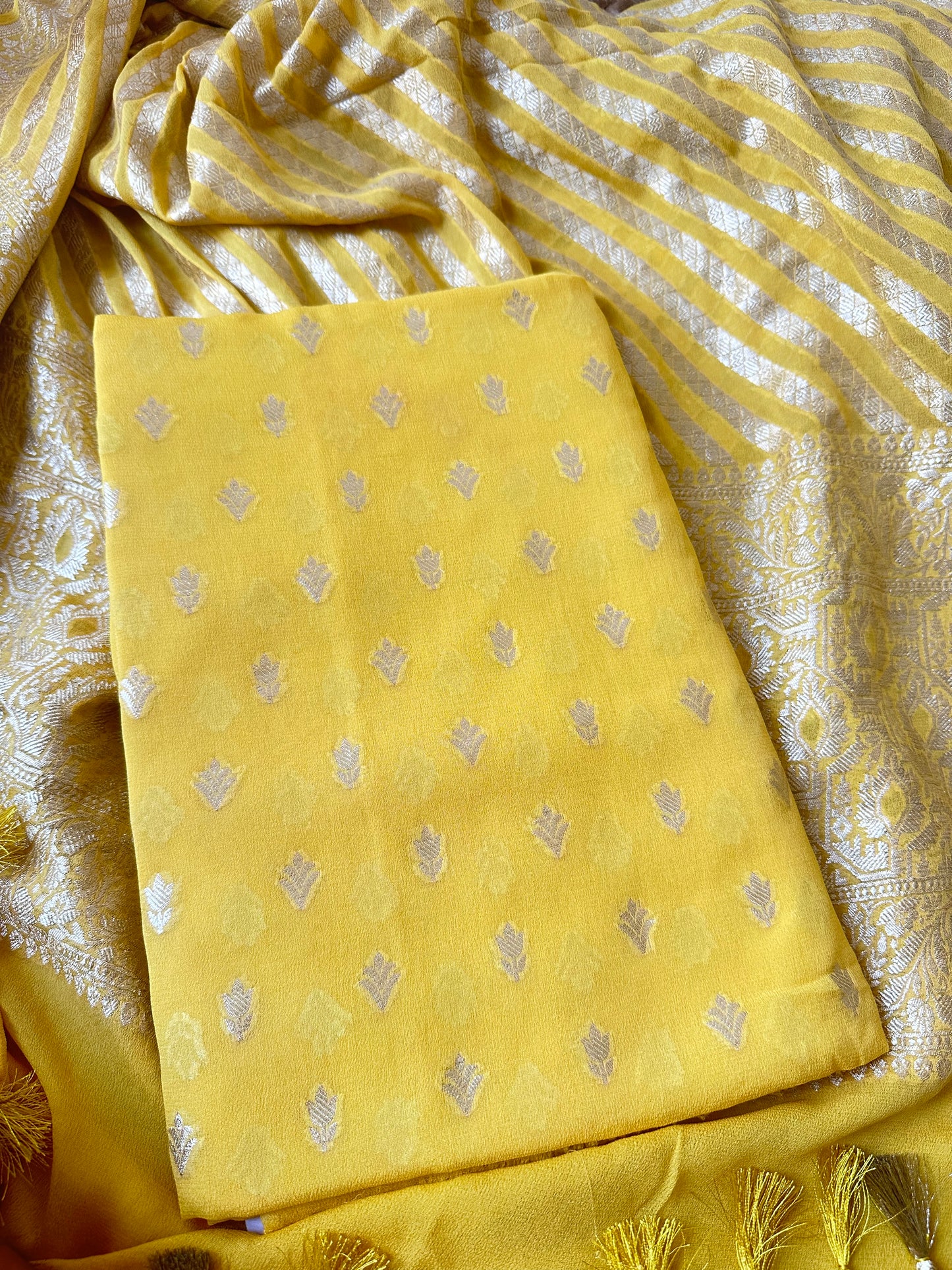 Yellow khaddi georgette 2 piece suit