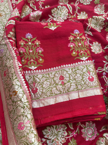 Red moonga silk meenadar exclusive suit set