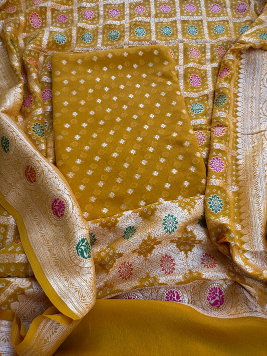 Mustard Khaddi georgette suit set