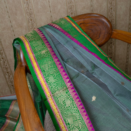 Green blue kora tissue dupatta