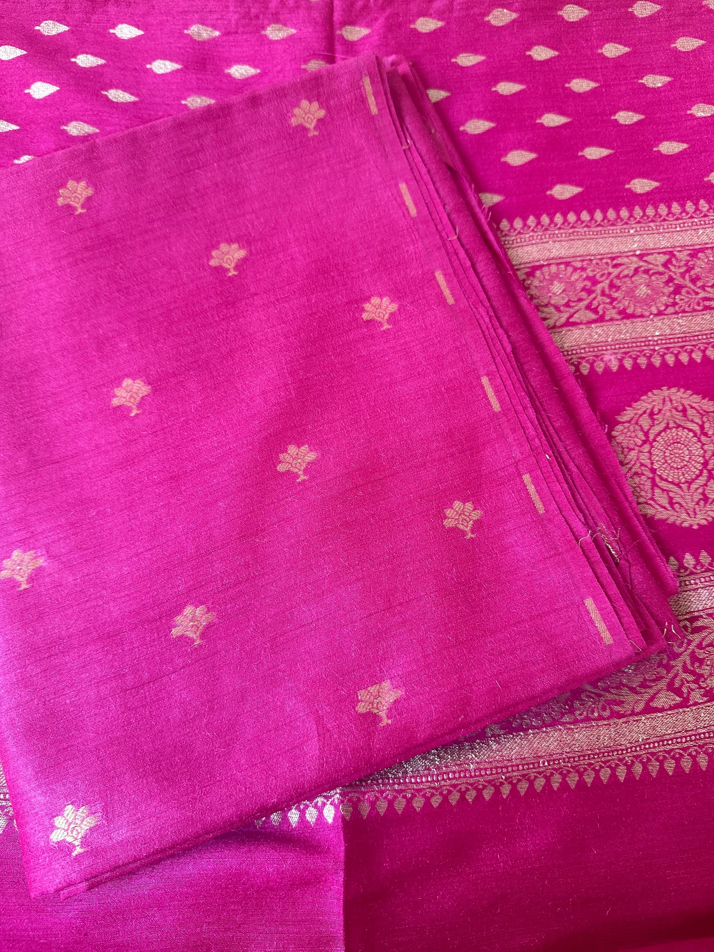 Magenta moonga silk suit