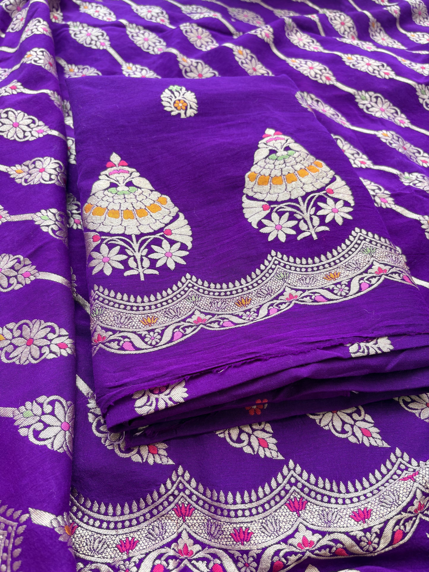 Purple moonga silk meenadar suit set