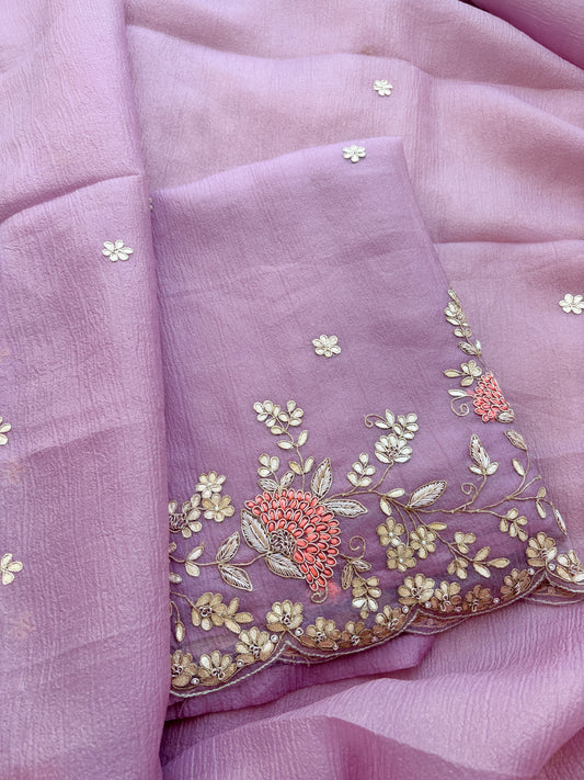 Pink hand embroidered gotta Patti suit set