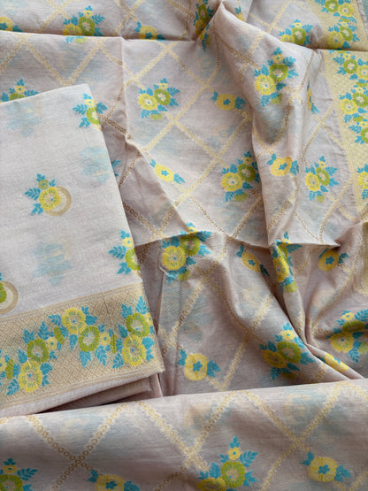 Nude jaal weaving Chanderi suit set