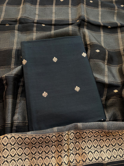 Black Chiniya silk suit set