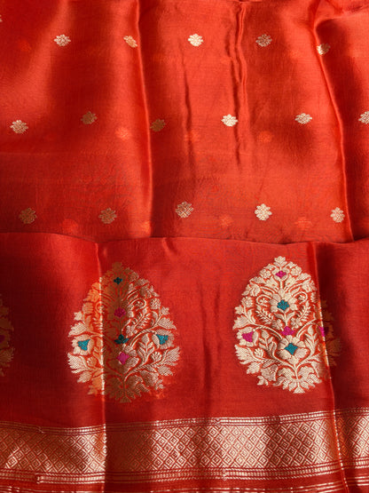 Rust kora  kadhwa meenadar suit set
