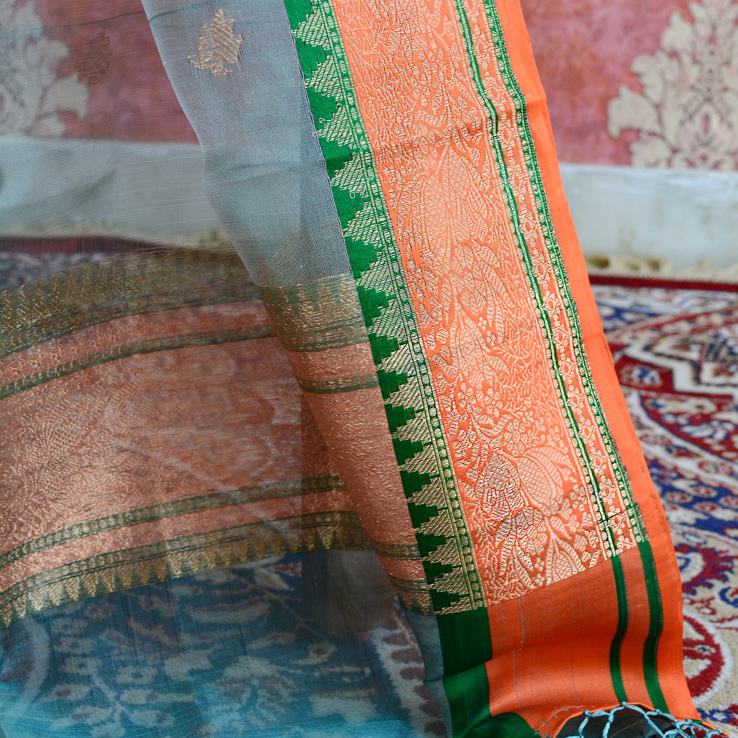 Pure kora tissue kadhwa dupatta