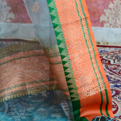 Pure kora tissue kadhwa dupatta