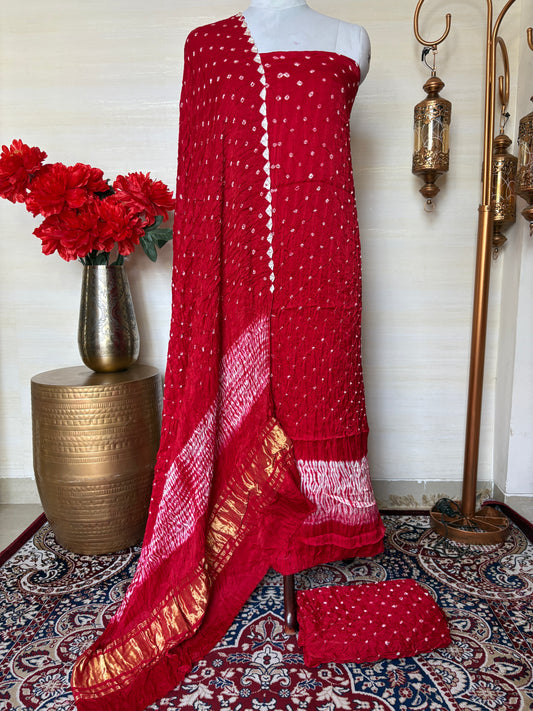 Red bandhani 3 piece suit set