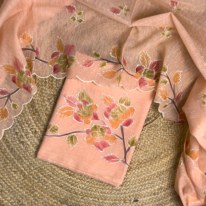 Peach linen cotton suit set