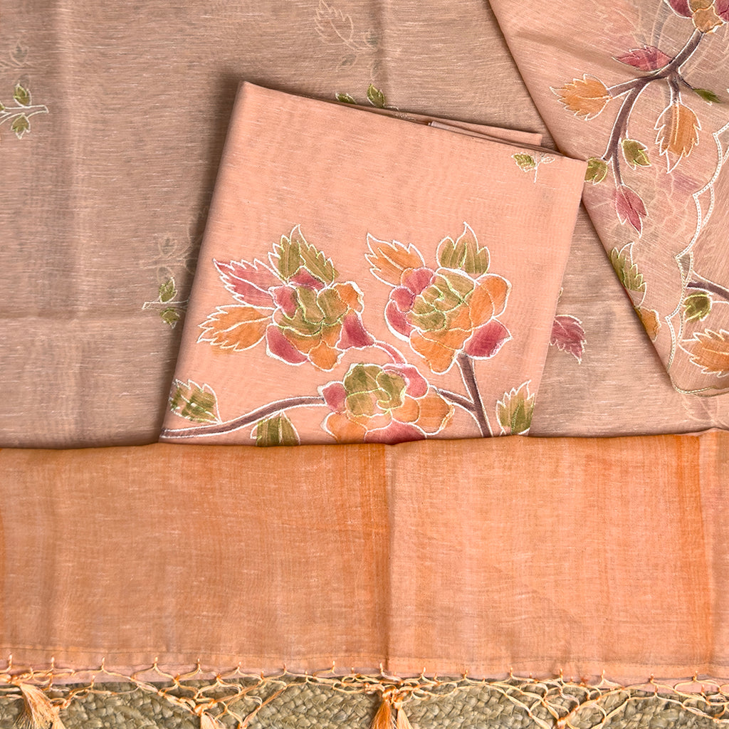 Peach linen cotton suit set