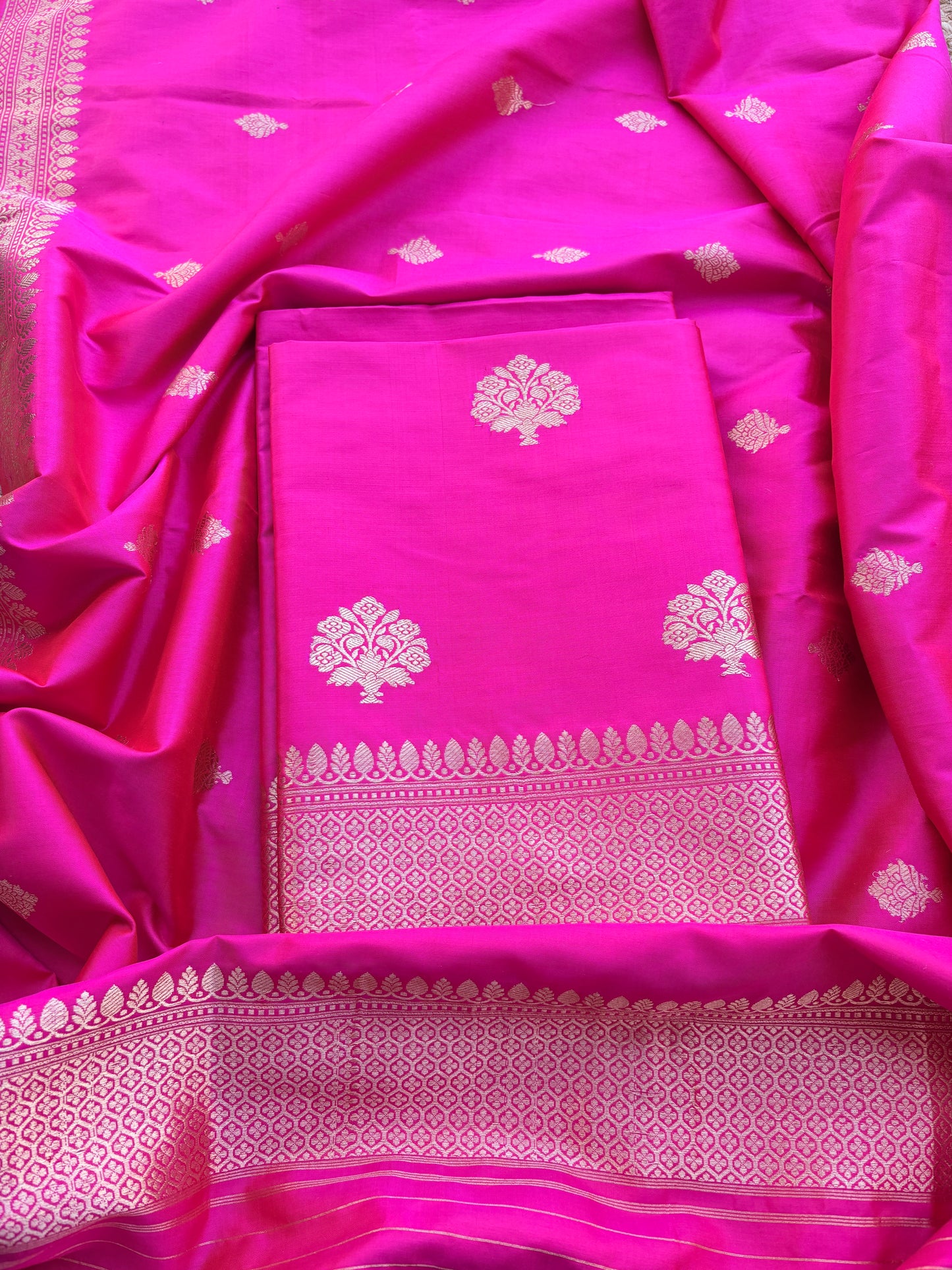 Pink katan by katan silk kadhwa suit set