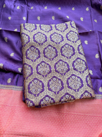 Purple Chiniya silk brocade suit set