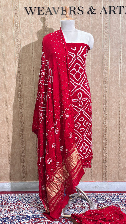 Red bandhani suit set