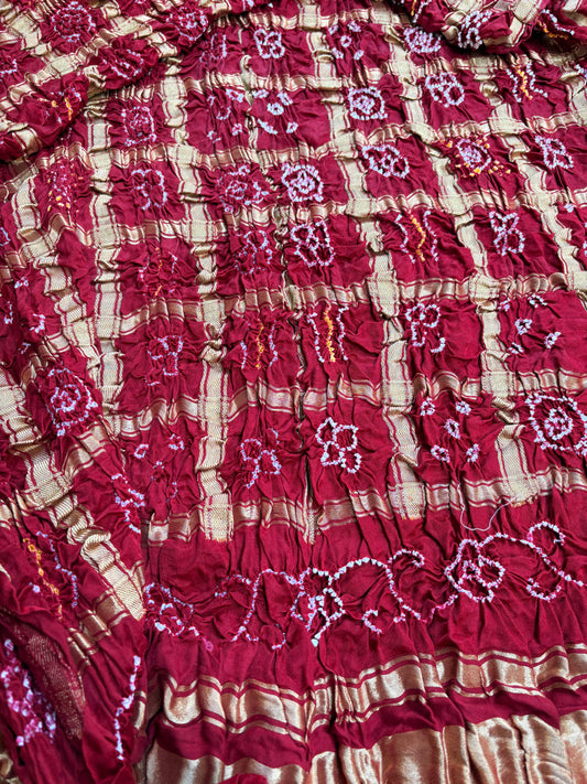 Red gajji silk Gharchola dupatta