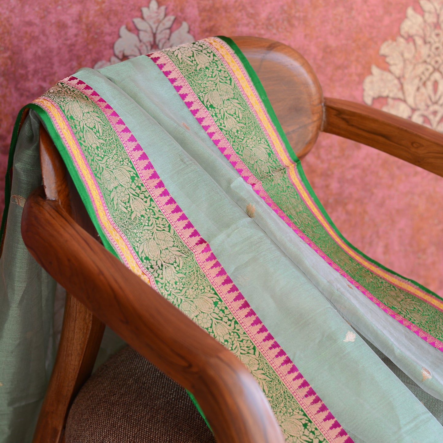 Green kora tissue dupatta