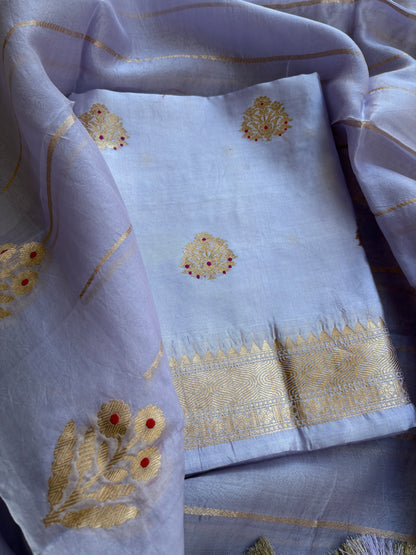 Blue Chiniya kora meenadar suit set