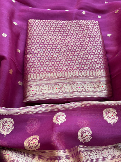 Purple kora brocade exclusive suit set