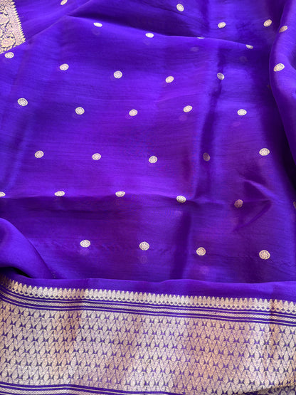 Purple raw silk kadhwa suit with kora silk dupatta