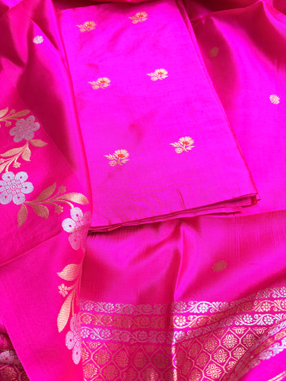 Pink katan by katan silk 3 piece suit set