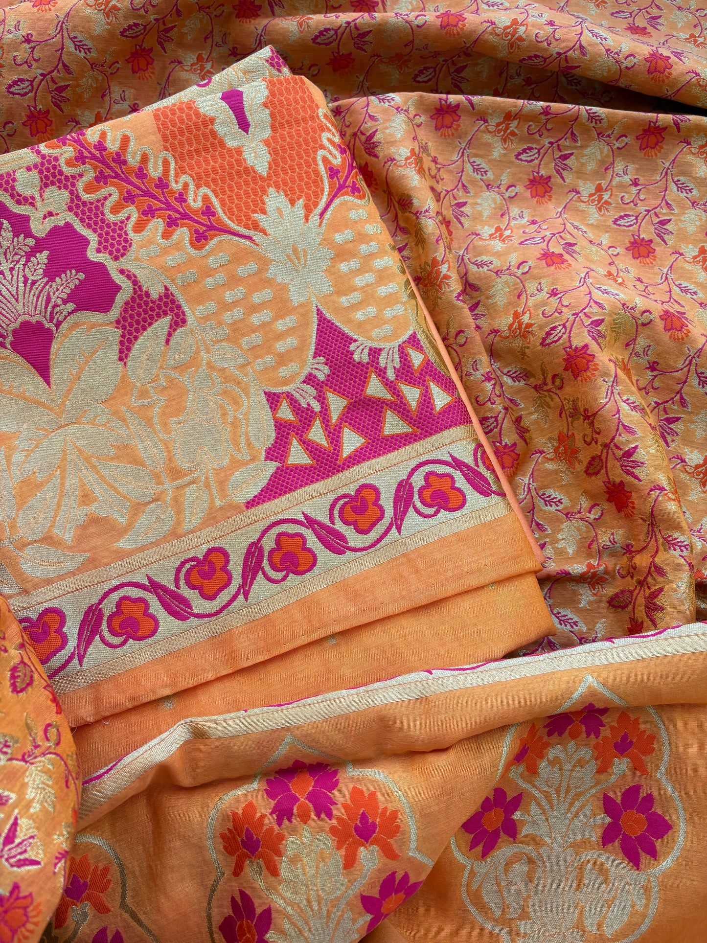 Peach Chanderi cotton suit set