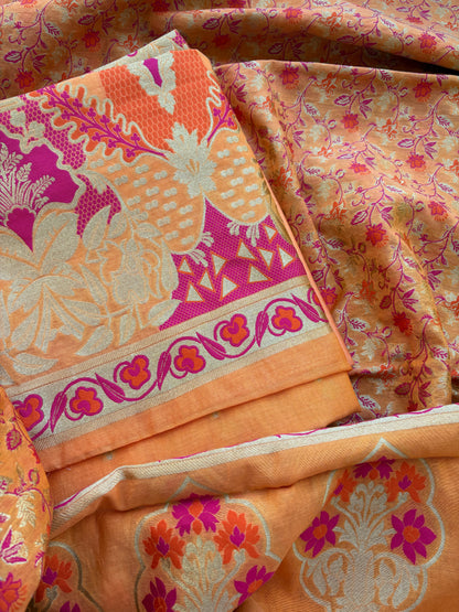 Peach Chanderi cotton suit set