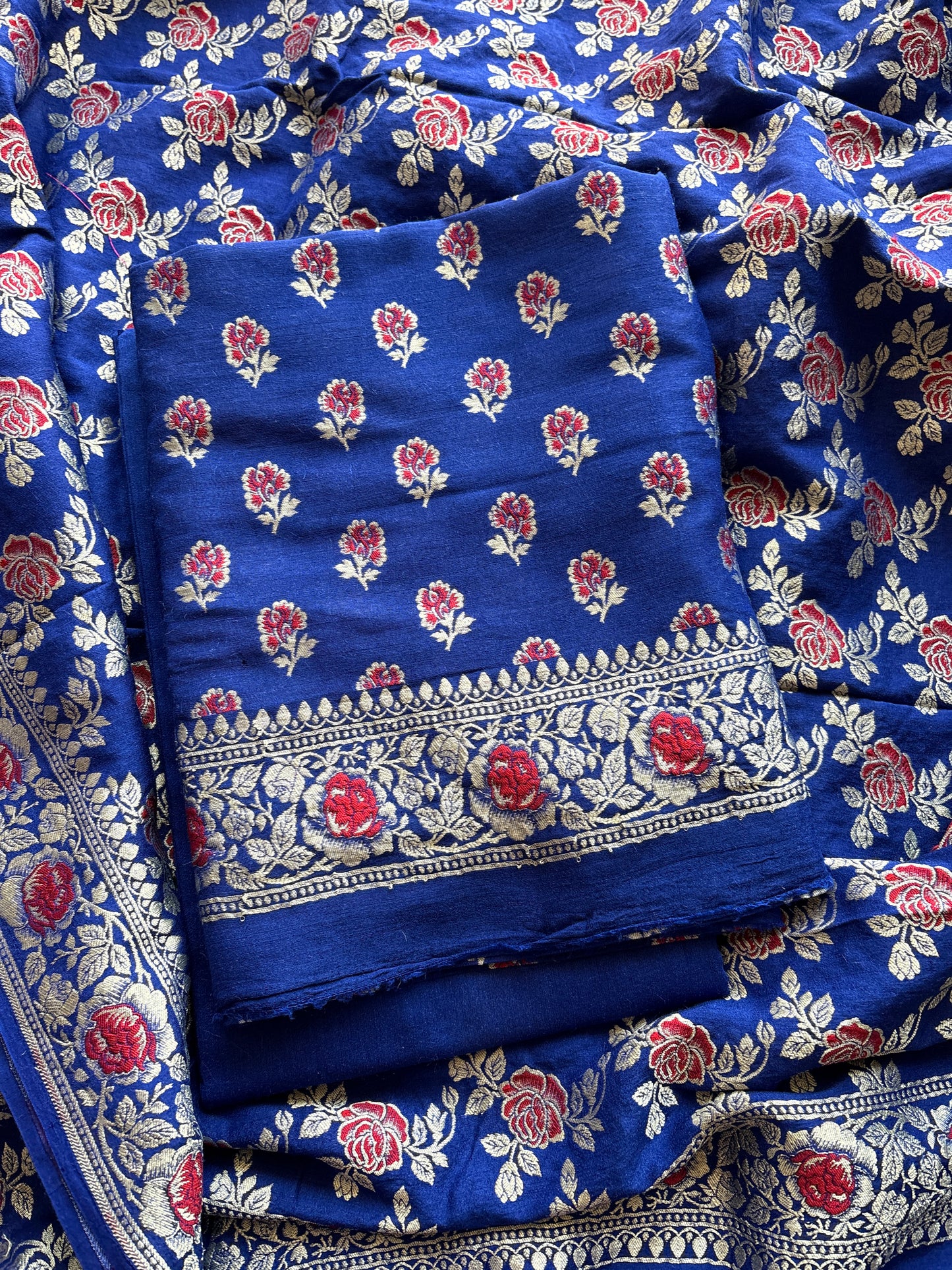 Blue moonga silk suit set