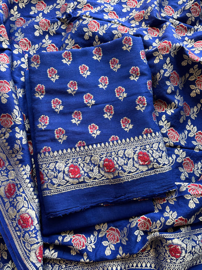 Blue moonga silk suit set