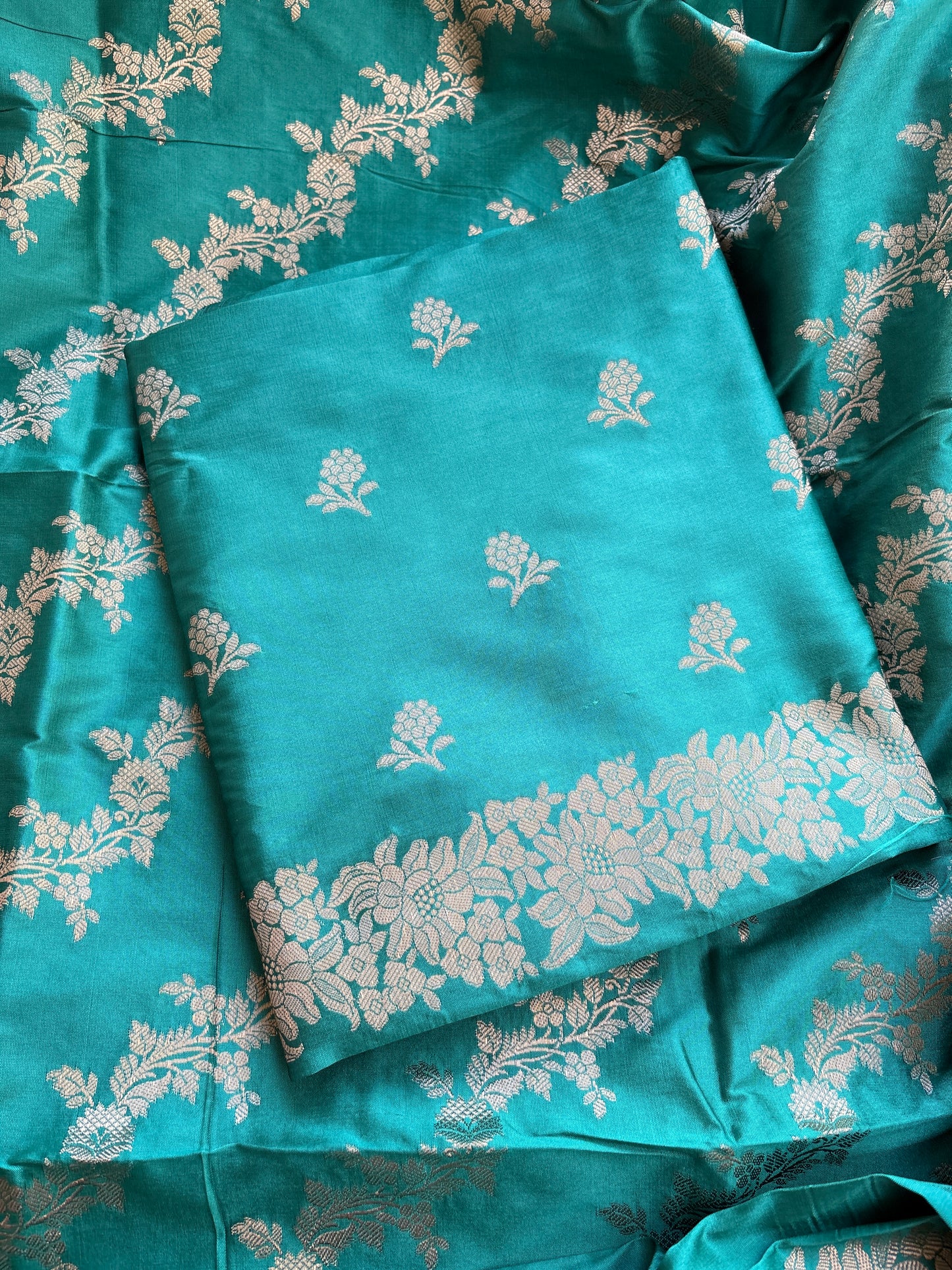 Blue premium silk 3 piece suit set
