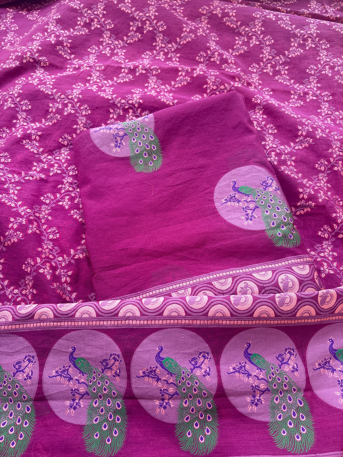 Purple Chanderi peacock Resham jaal suit set(84)