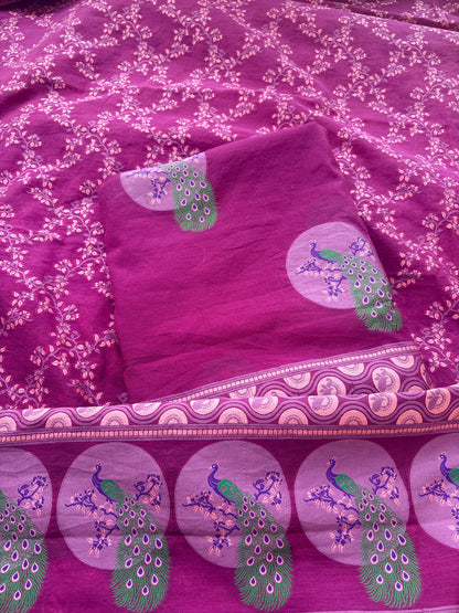 Purple Chanderi peacock Resham jaal suit set(84)