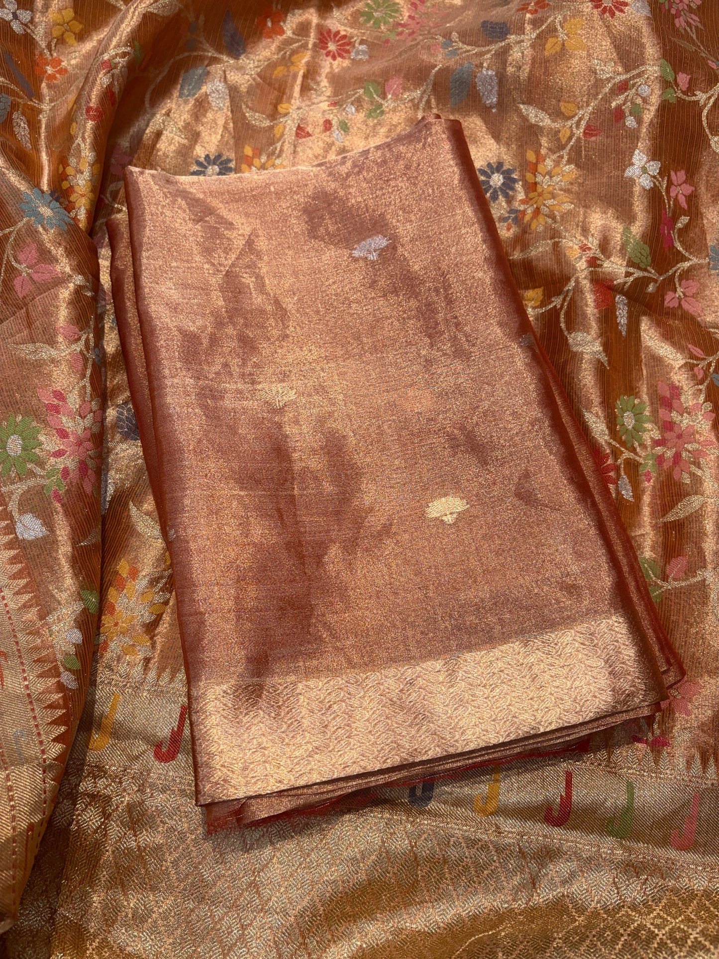 Orange tissue kadhwa suit set