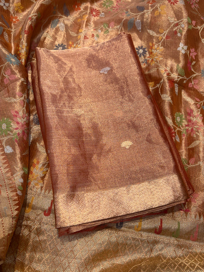 Orange tissue kadhwa suit set